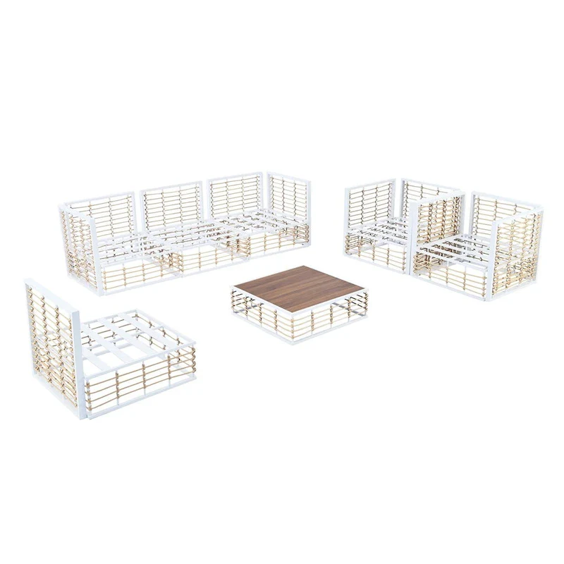 Patio Sectional Sofa Set,Garden Conversational Furniture Set,7 PCS