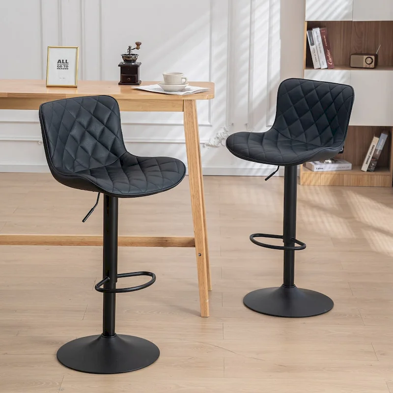Bar Stools Set of 2 Adjustable Swivel Bar Chairs Modern Counter Stools