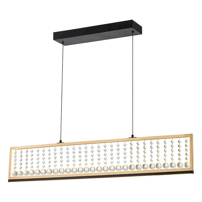 39.8 in.4-Light Modern Farmhouse Linear LED Crystal Chandelier Kitchen Island Pendant Lighting - 39.8 in.