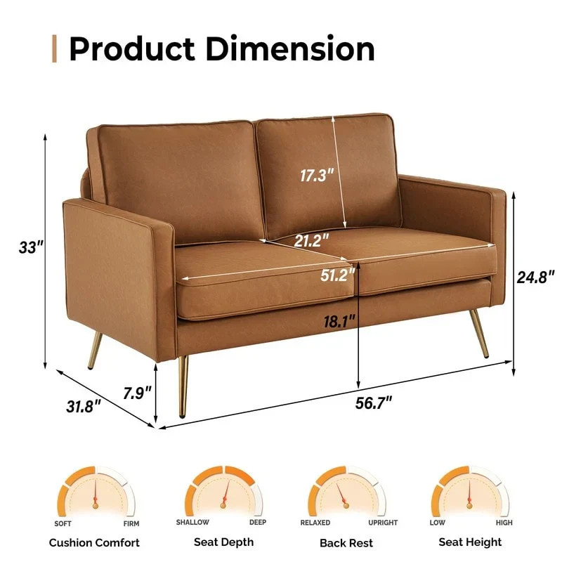 VINGLI 56 Modern Loveseat
