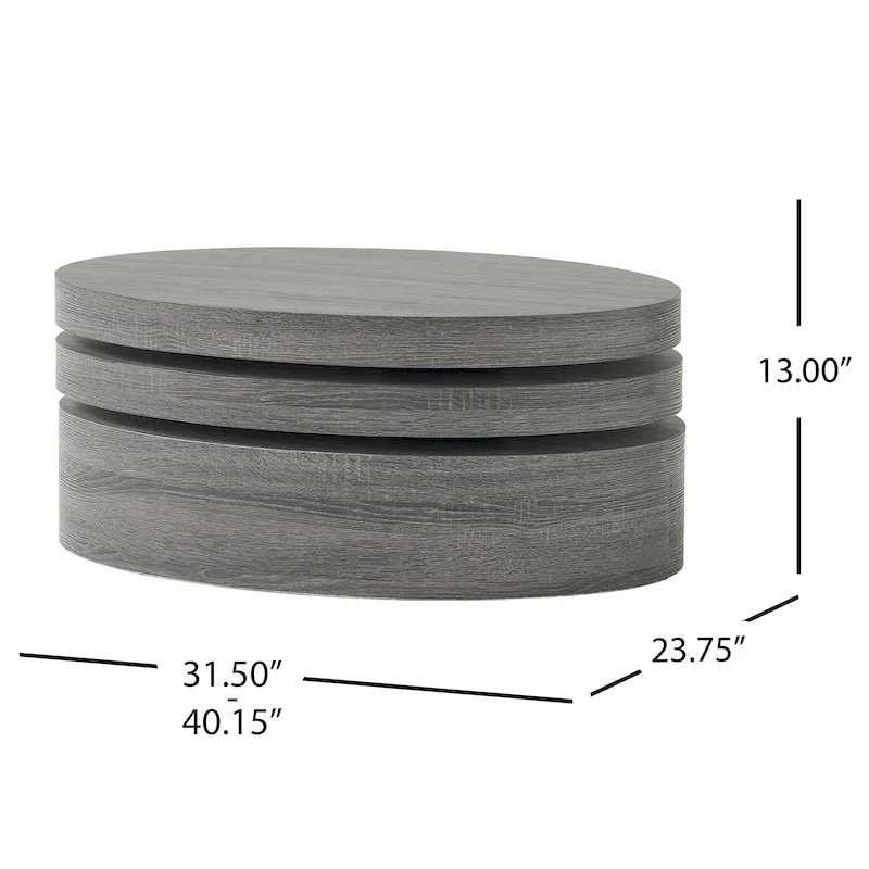 Oval Mod Rotating Wood Coffee Table