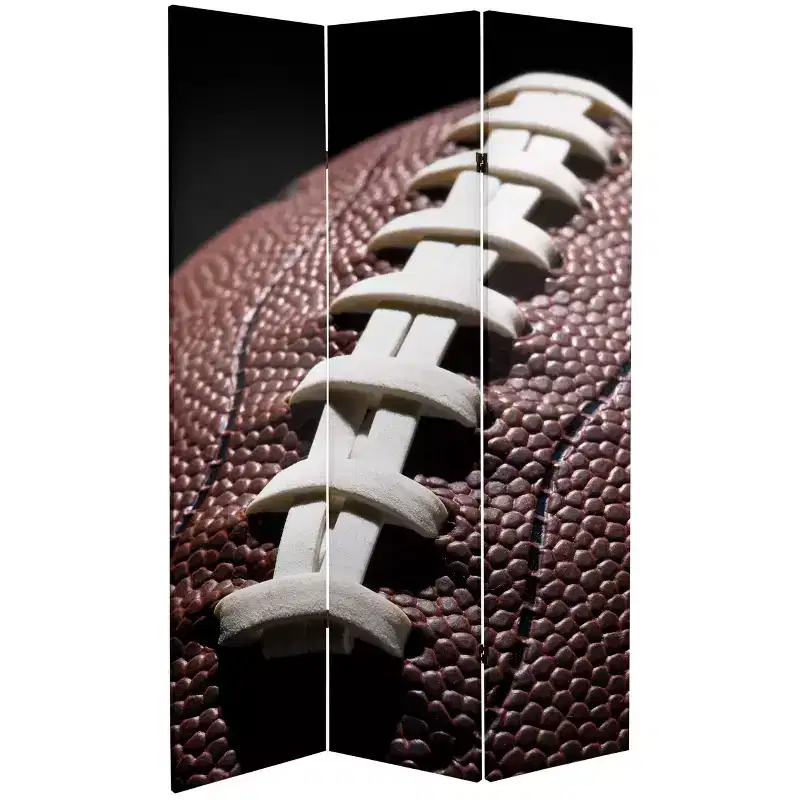 Oriental Furniture 6' Tall Double Sided Football Canvas Room Divider: Sports Themed Decor, No Assembly, Portable Screen