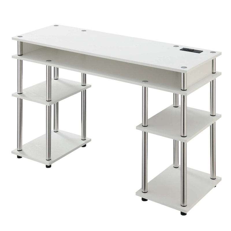 Convenience Concepts Designs2Go No Tools Student Desk with Charging Station and Shelves