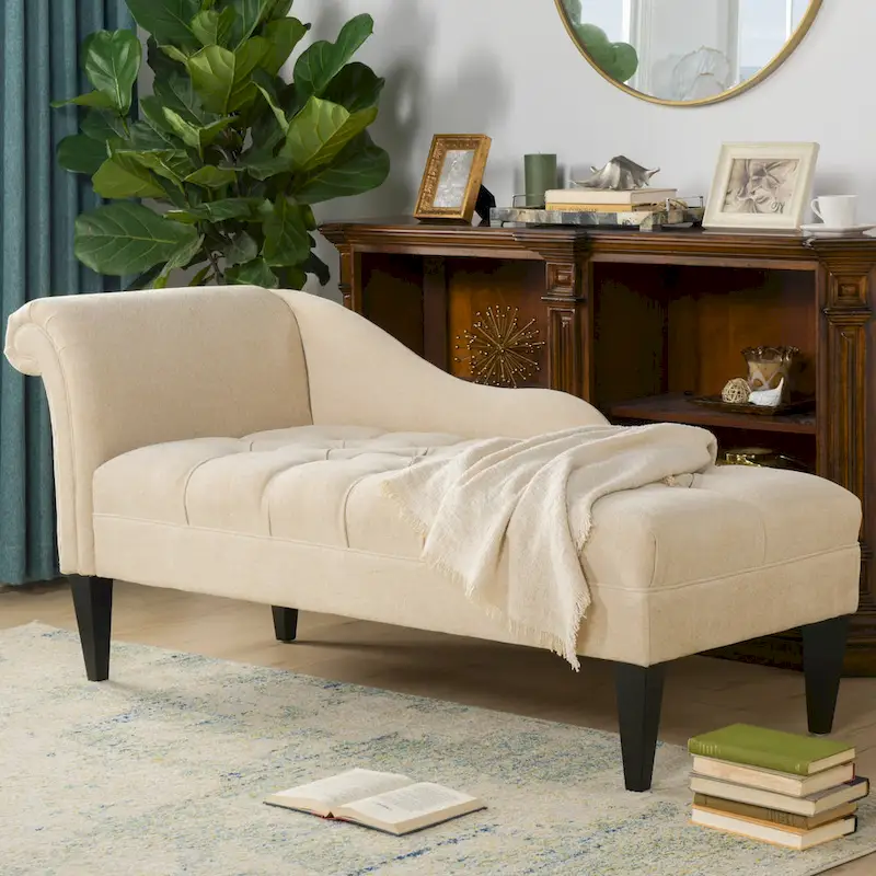 Harrison 64 Mid-Century Tufted Rolled-Arm Chaise Lounge