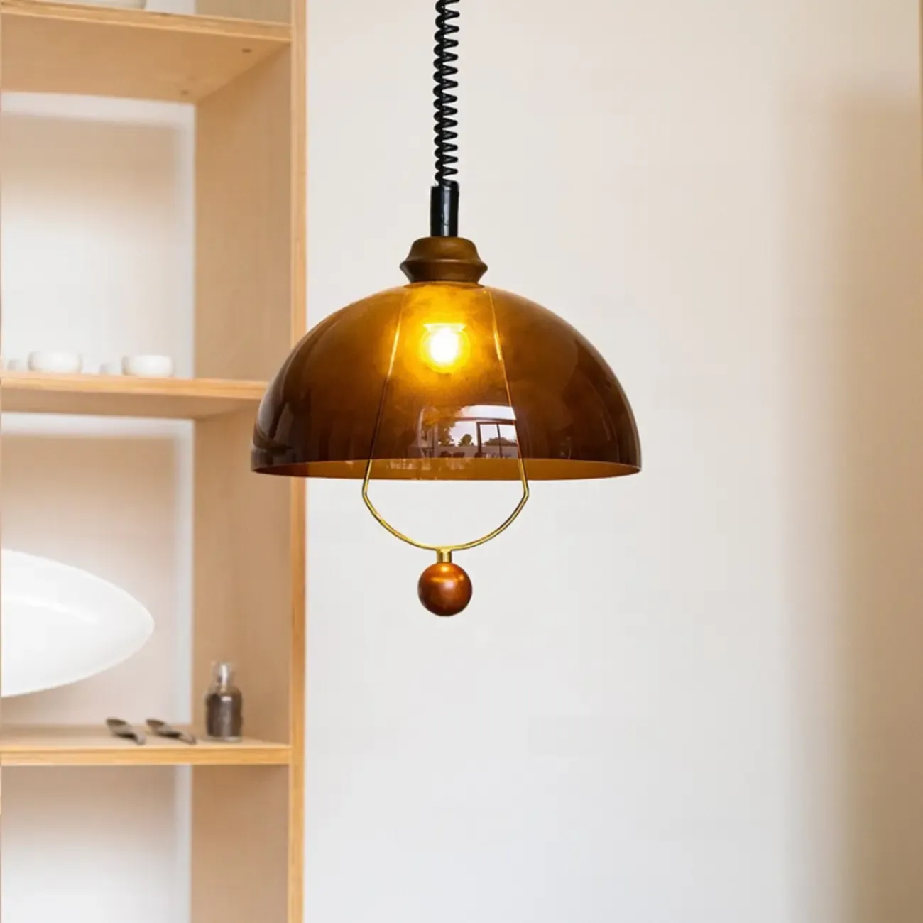 Modern Brown Dome Adjustable Pendant Lighting