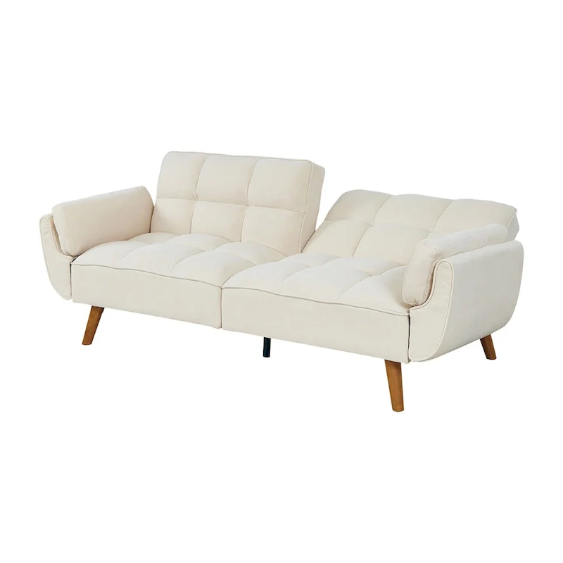 Linen Button-Tufted Loveseat Sofa, Beige/Grey/Black/Green/Yellow, Metal Legs, Seats 2