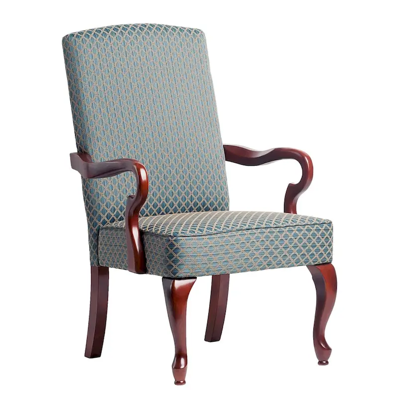 Gooseneck Accent Chair – Red / Beige / Blue / Green, Cherry Finish, Single Seat