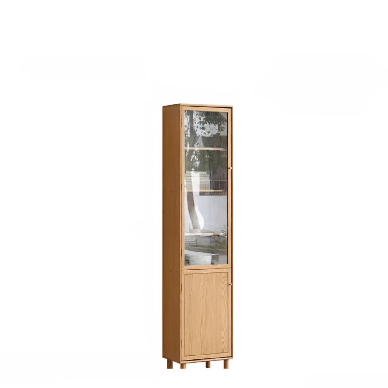 Rectangle Wood Bookcase with Glass Doors for Office