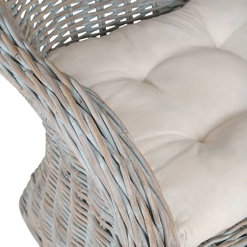 Natural Rattan Handwoven Wicker Armchair With Cushion by East at Main