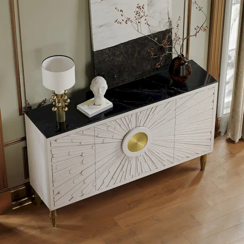 Modern 62.99  Sideboard Decorative Cabinet with Storage Shelves