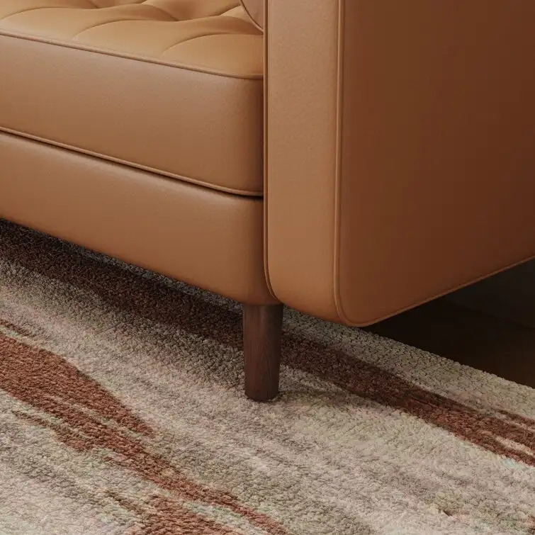 Stateside Mid-Century Square Arm Leather Covered Loveseat Sofa 59