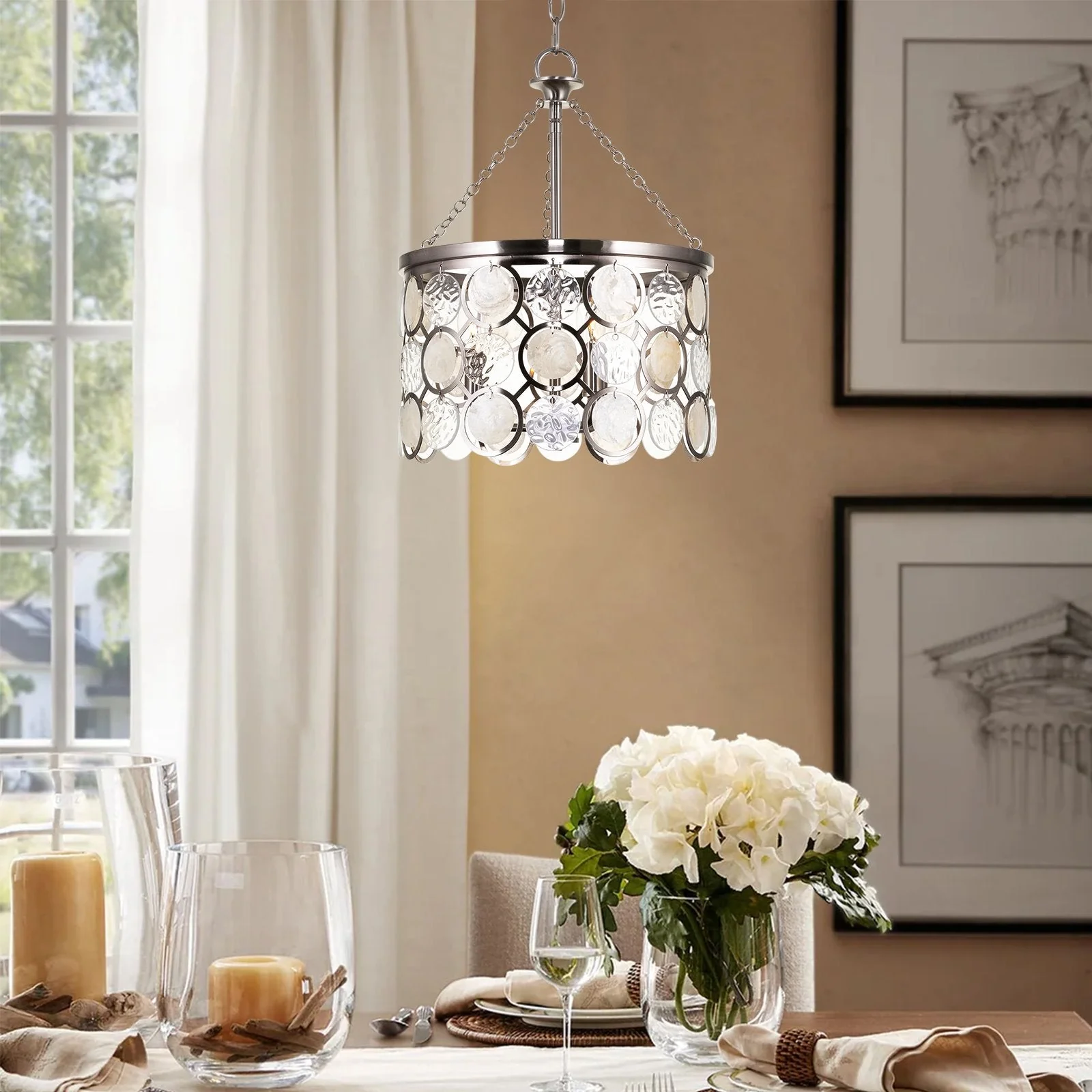 Estelle 18 Modern Chic 3-Light Crystal Pendant Chandelier