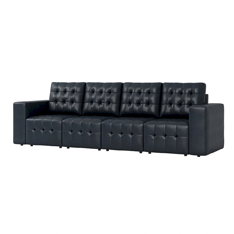 Aurora Genuine Leather Ottoman with Tufted Design by HULALA HOME