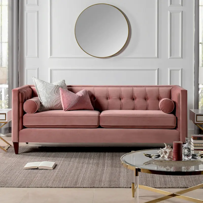 Modern Upholstered Tufted Swallowtail Sofa