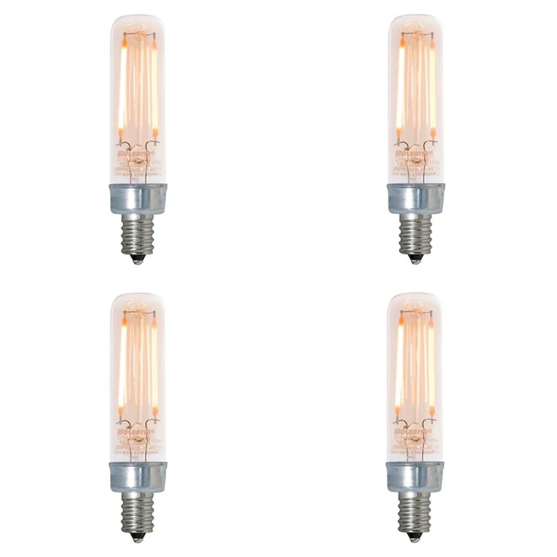 Bulbrite Pack of (4) 2.5 Watt Dimmable Antique Filament T6 Candelabra (E12) LED Bulb - 160 Lumens, 2100K, and 90 CRI