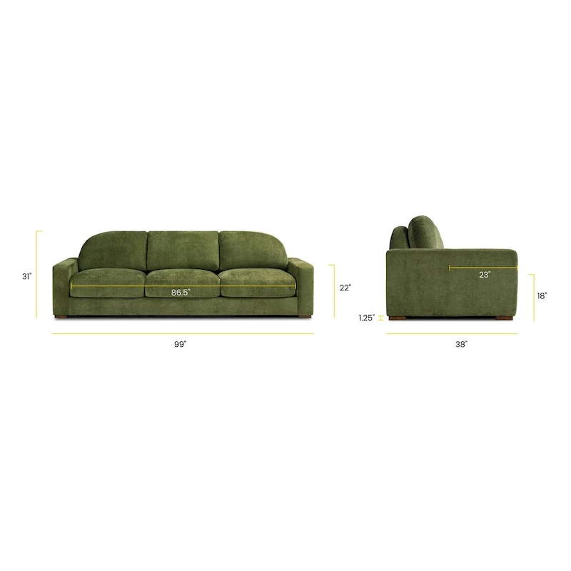 Poly & Bark Fano 99 Sofa in Distressed Green Velvet