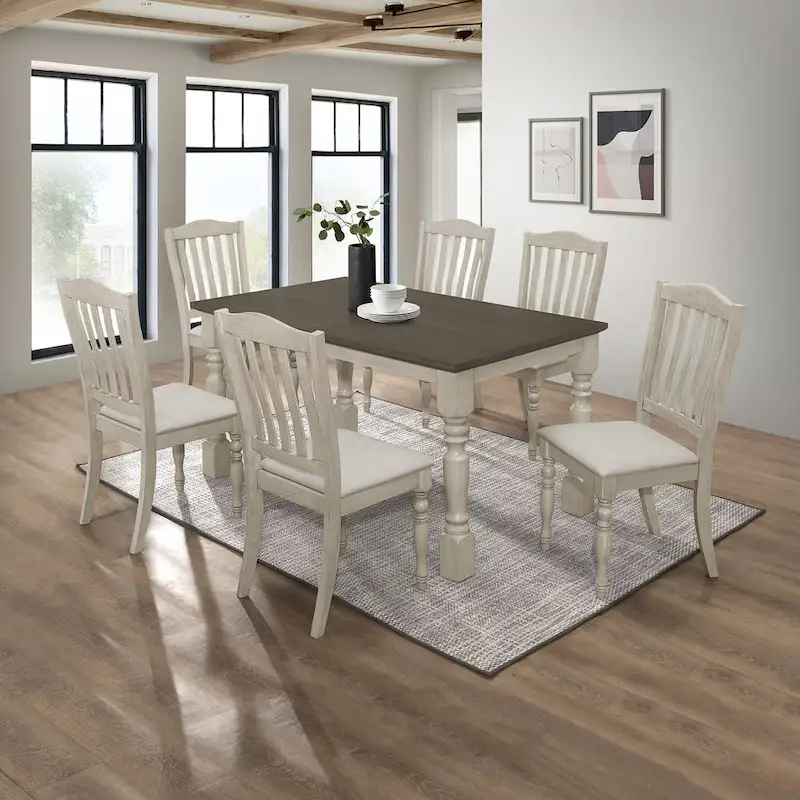 Mid-century Elegant Two-tone 7-piece Dining Set