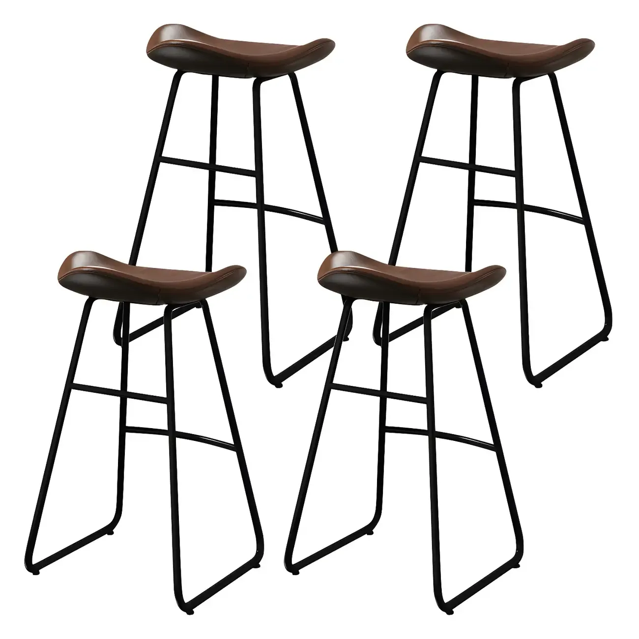 Classic Brown Saddle Leather Counter Height Bar Stools