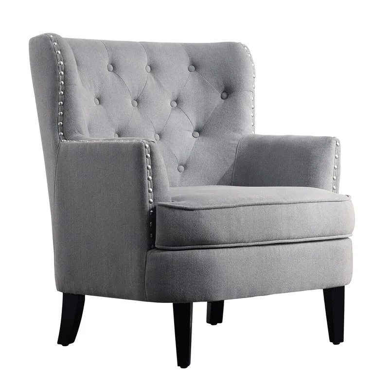 Moser Bay Mignon Velvet / Linen 30 Wide Tufted Wingback Accent Chair
