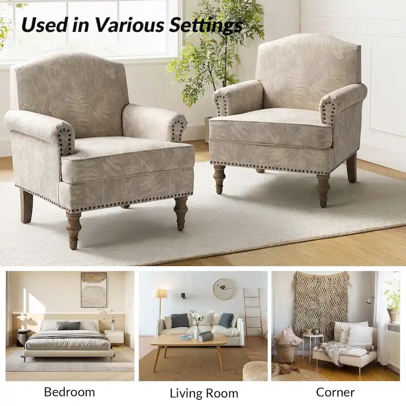 Yahweh Farmhouse Nailhead Armchair with Rolled Arms by HULALA HOME