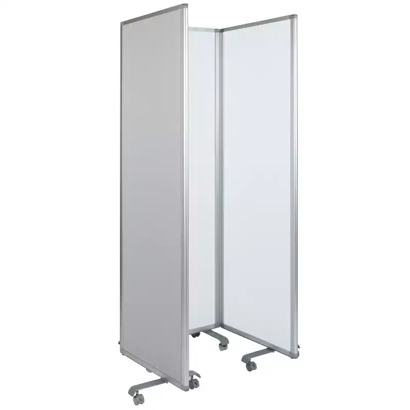 Flash Furniture Double Sided Mobile Magnetic Whiteboard/Cloth Partition with Lockable Casters, 72H x 24W (3 sections included)