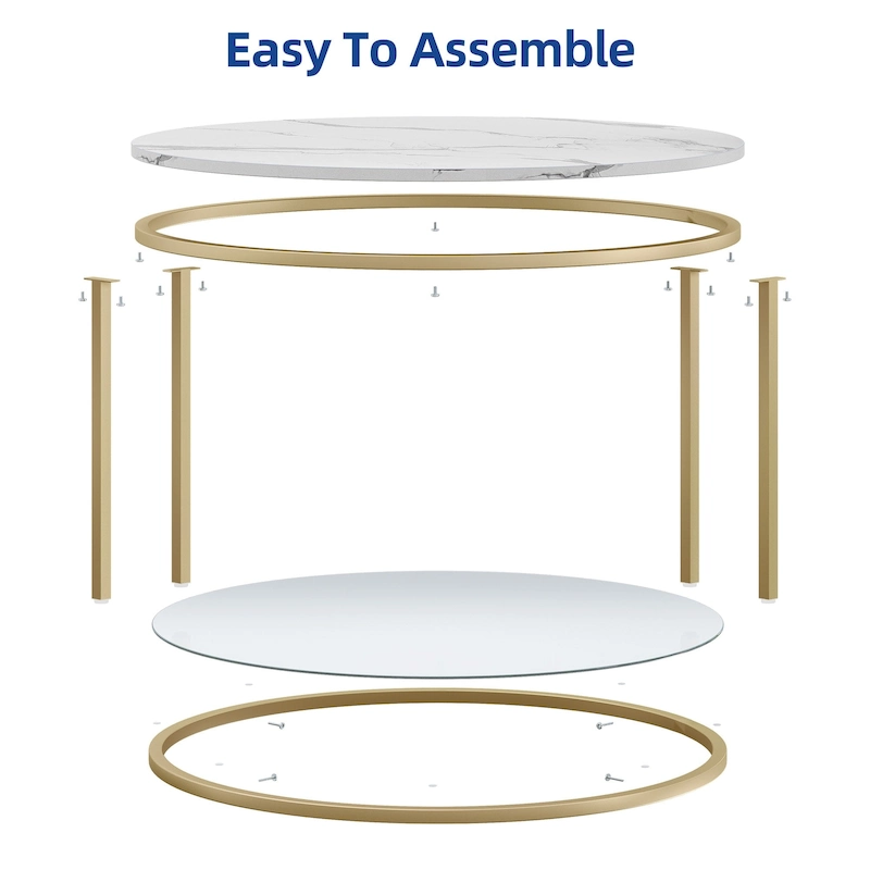 Moasis Industrial 2-Tier Round Coffee Table with Shelf