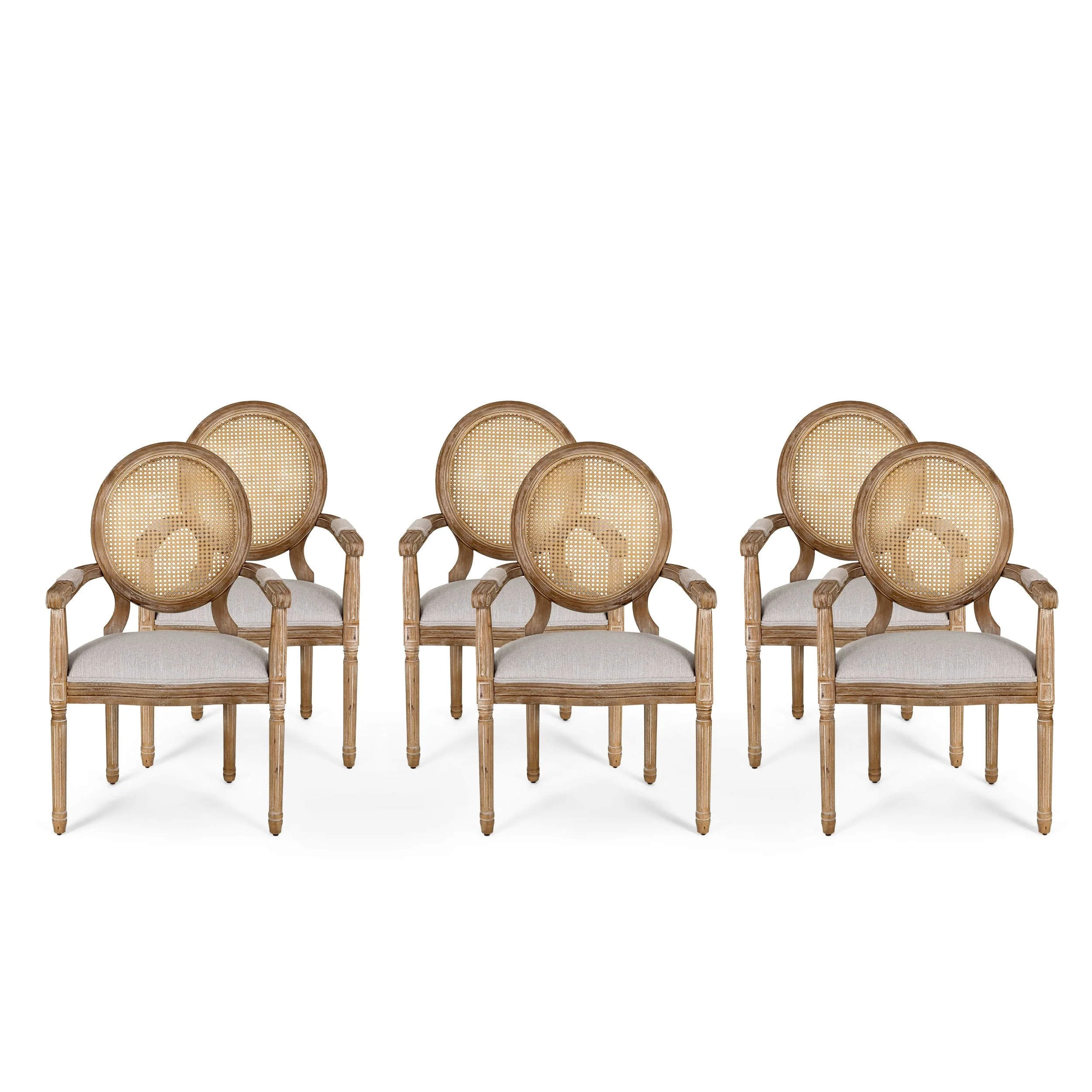 French Country Wood and Cane Upholstered Dining Chair - NH651513