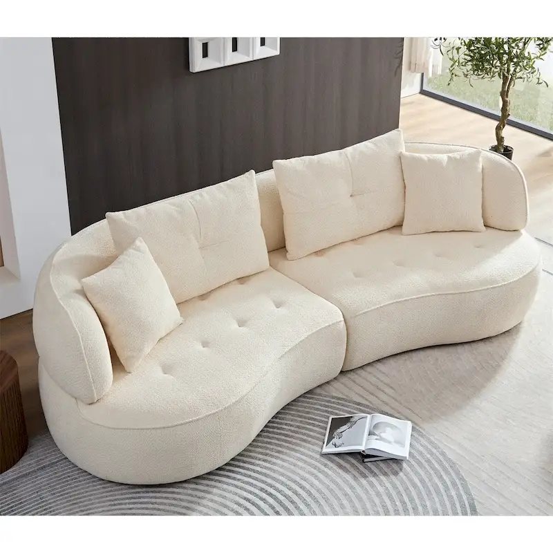 Sectional Sofa With Removable Pillows,Durable Fabric,Solid Wood Frame