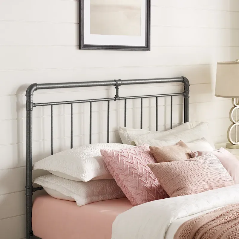 Retro Charcoal Black Metal Bed