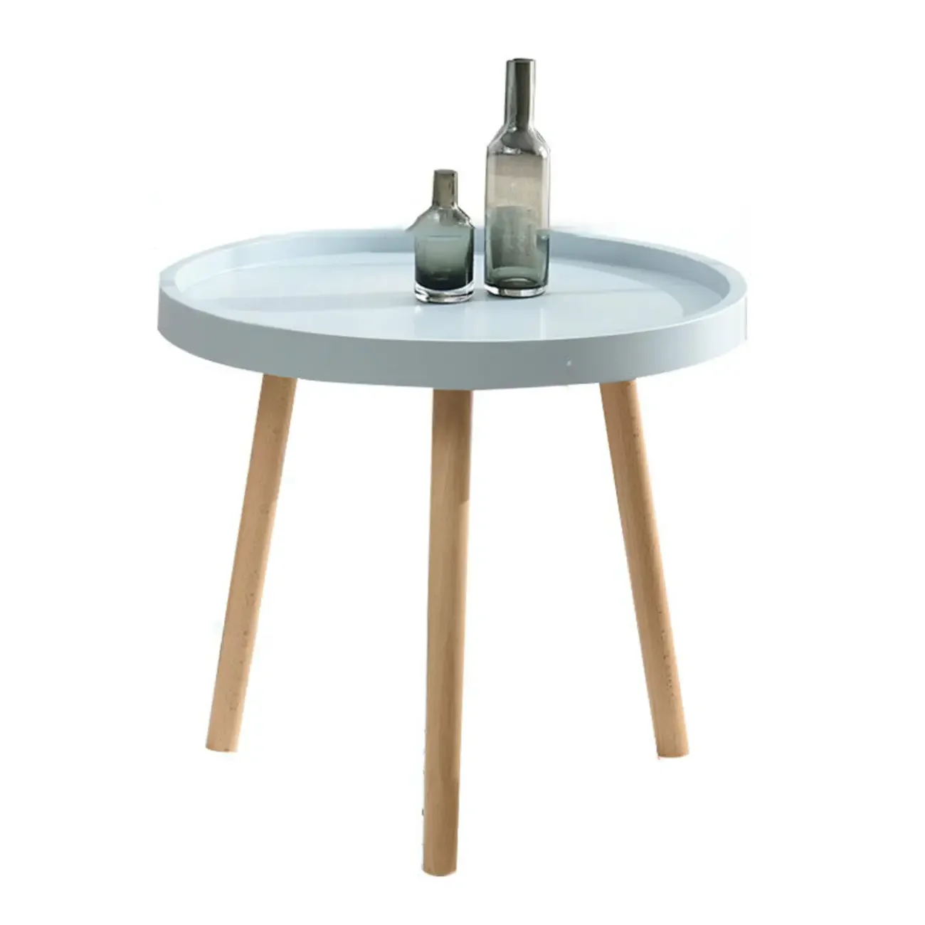 Modern Round Waterproof Coffee Table with Wood Three Leg