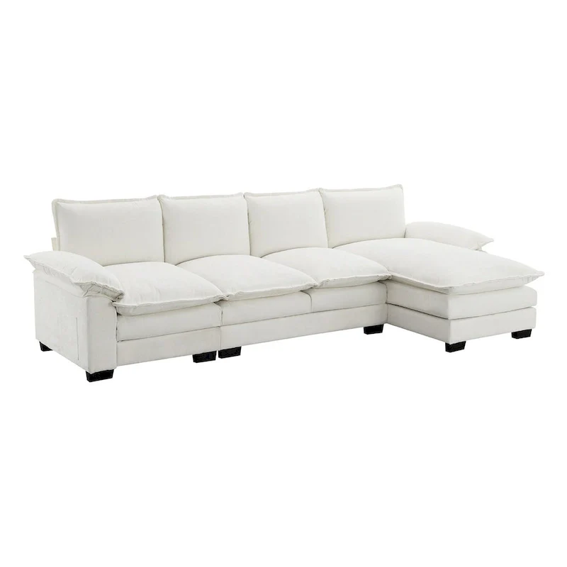 Harper&Bright Designs Modern L-shaped Chenille Cloud Sofa with Double Seat