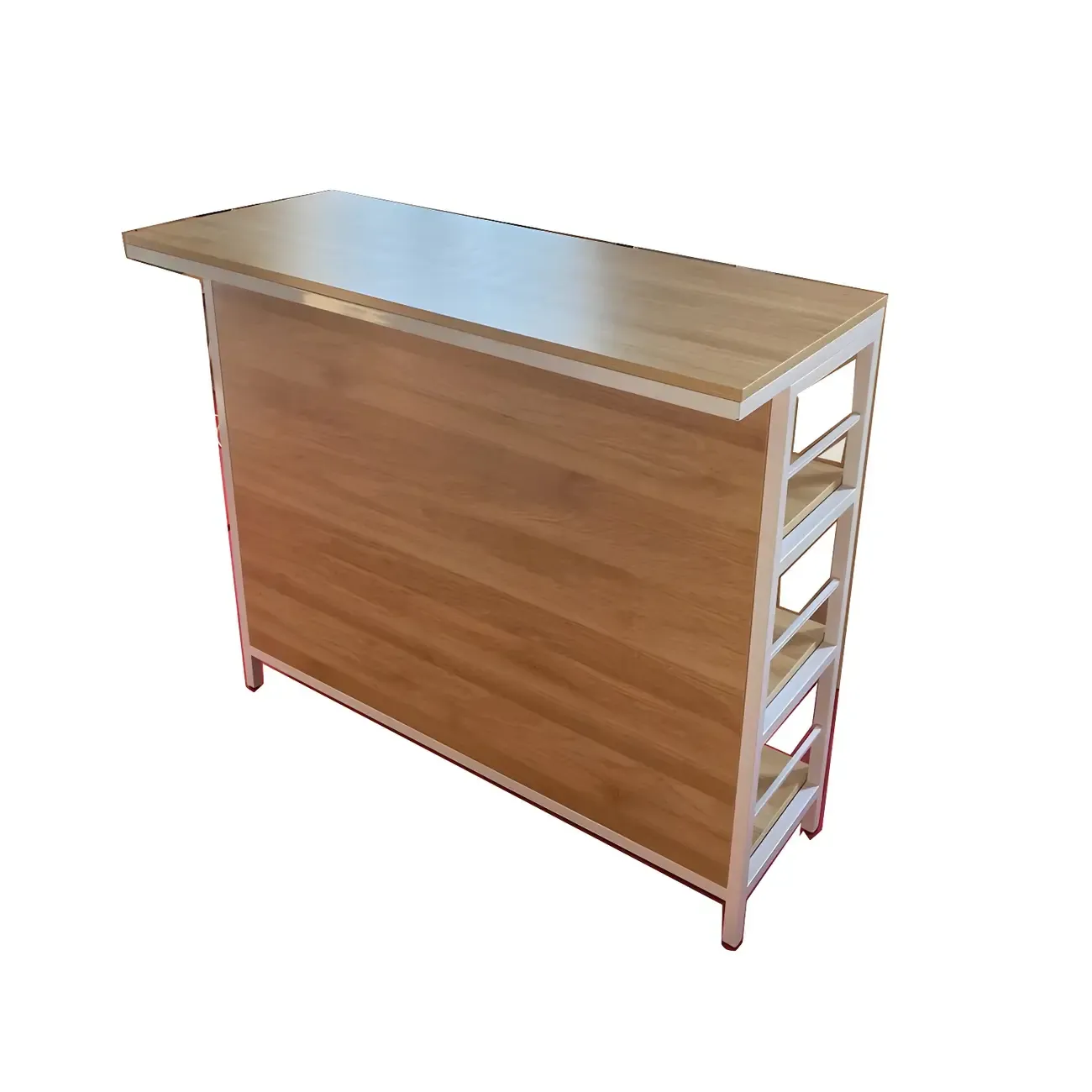 Industrial Brown Wooden 3-Tier Rear Shelf Bar Tables