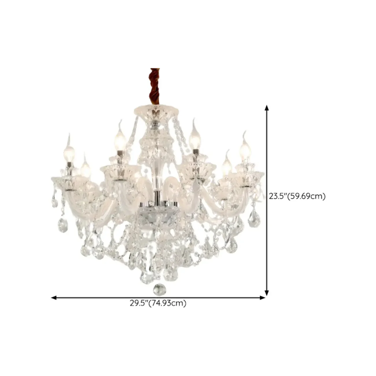 Sophisticated Clear Candelabra Shadeless Crystal Chandelier