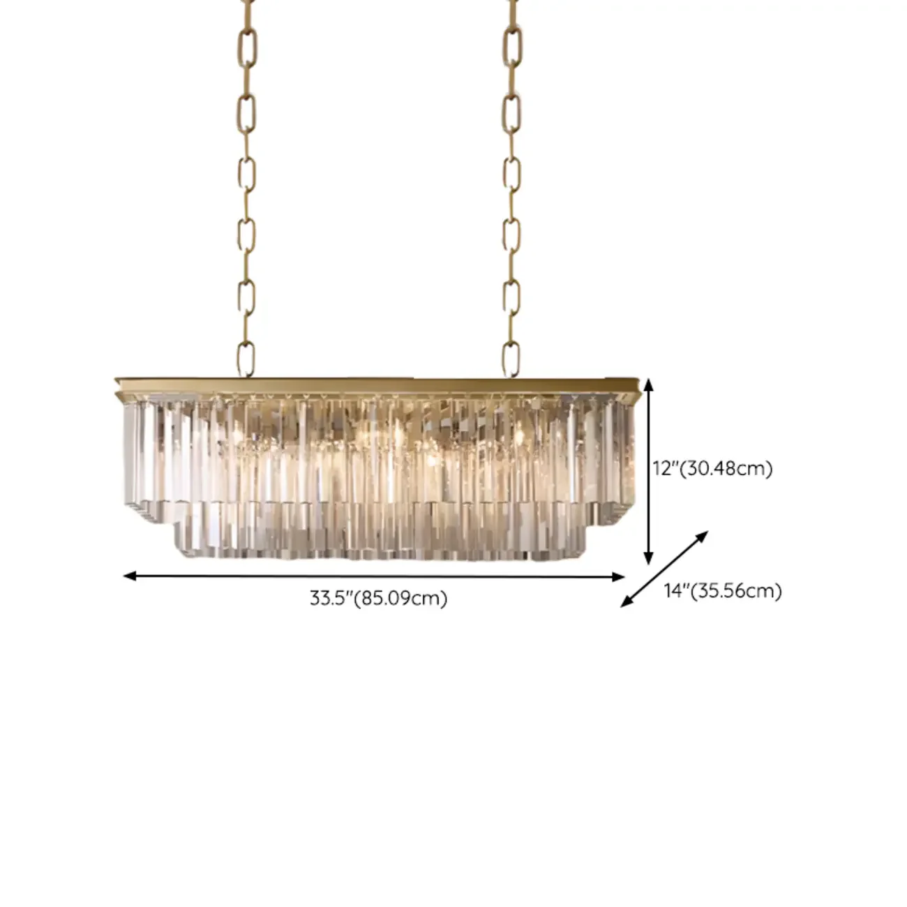 Modern Island Light 2 Tier Transparent Glass in Linear Shape