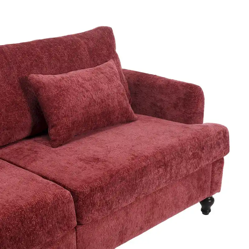 Red 68.9 Chenille 2-Seater Sofa with Detachable Cushions