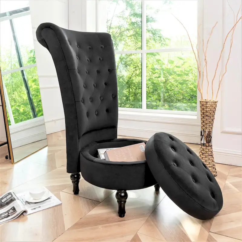 US Pride Furniture Gosser 20 Wide Velvet High Back Vanity Chair