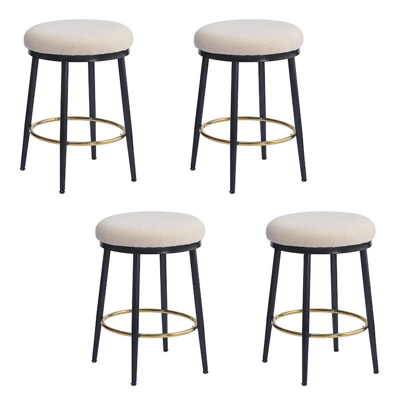 Roomfitters Modern Counter Stools, Set of 2 Bar Height Chairs with Iron Frame, Cushioned Seat and Footrest
