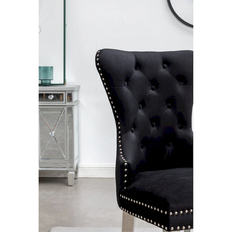 Roundhill Furniture Montura Tufted Velvet Chair (Set of 2)