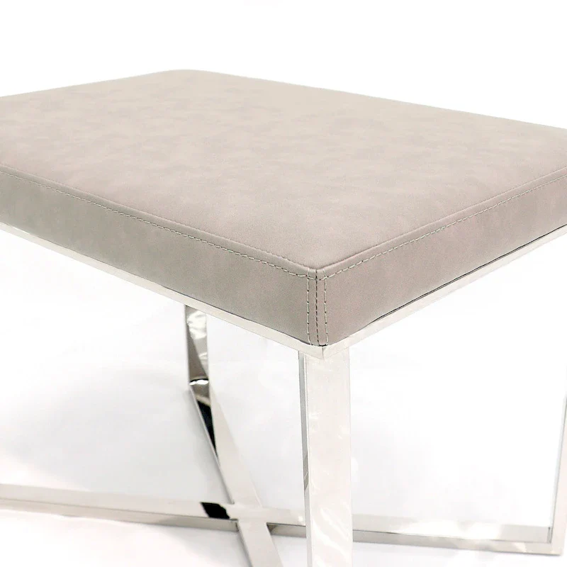 Pasargad Home Luxe Stool with Stainless Steel Base