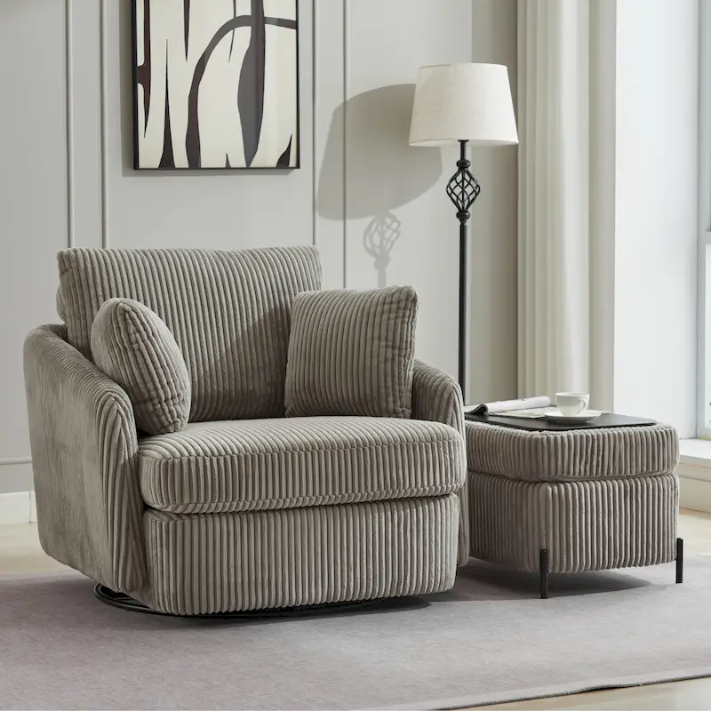 40.6 W Upholstered Swivel Accent Sofa Chair With Pillows