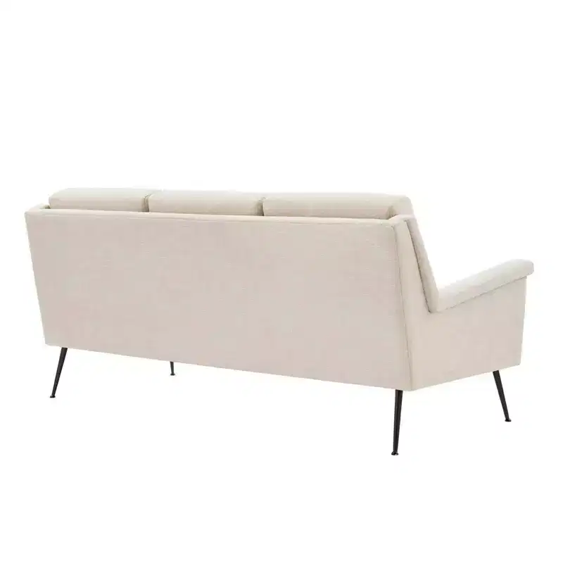 Chesapeake Fabric Sofa Black/Beige - Modway: Polyester Upholstery, Metal Frame, Modern Style, Seats 3