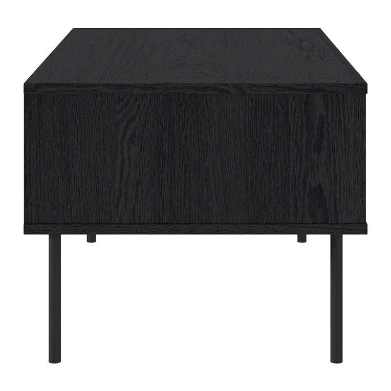 Black Fluted Coffee Table - Metal Legs with Drawer