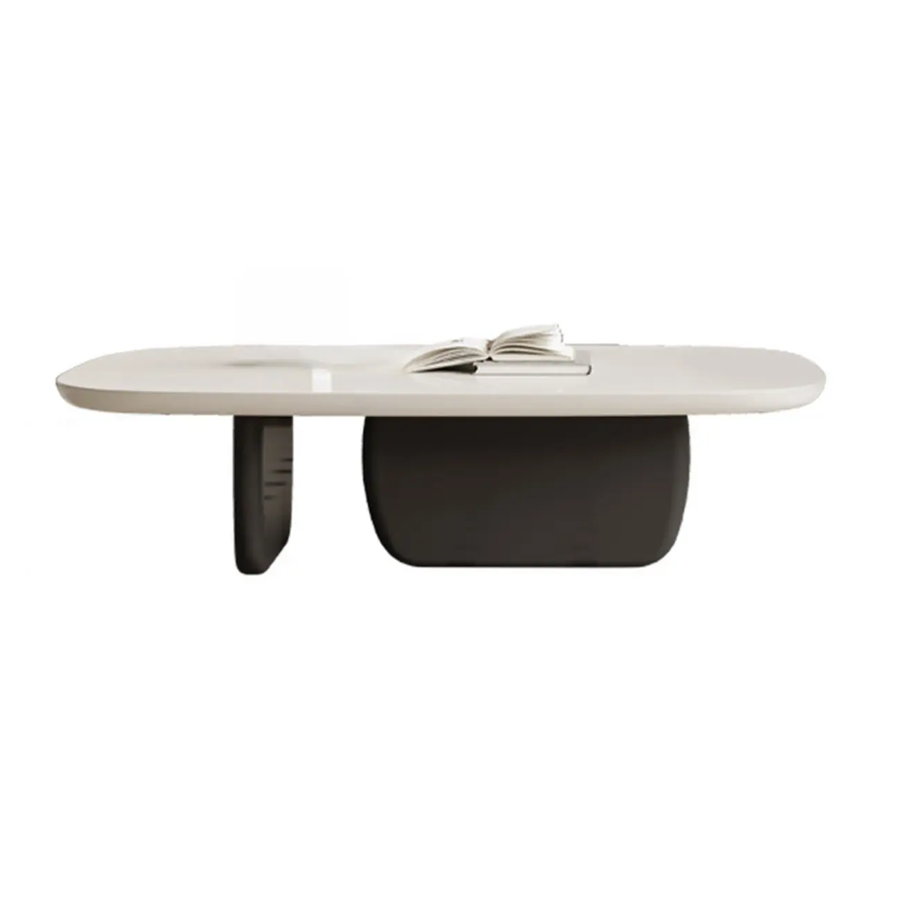 Modern Wood Oval Nesting Coffee Table with Block Base