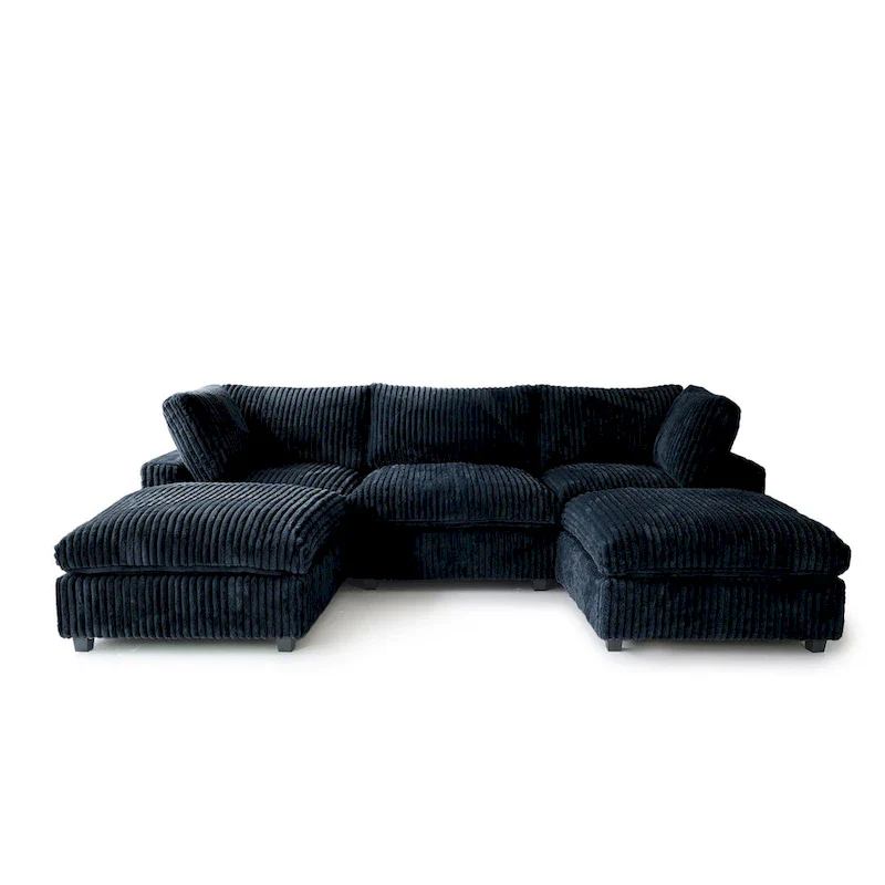 Soft Plush Upholstered Modular Sectional Sofa U-shaped Down Filled Living Room Couch-5 Seaters/6 Seaters