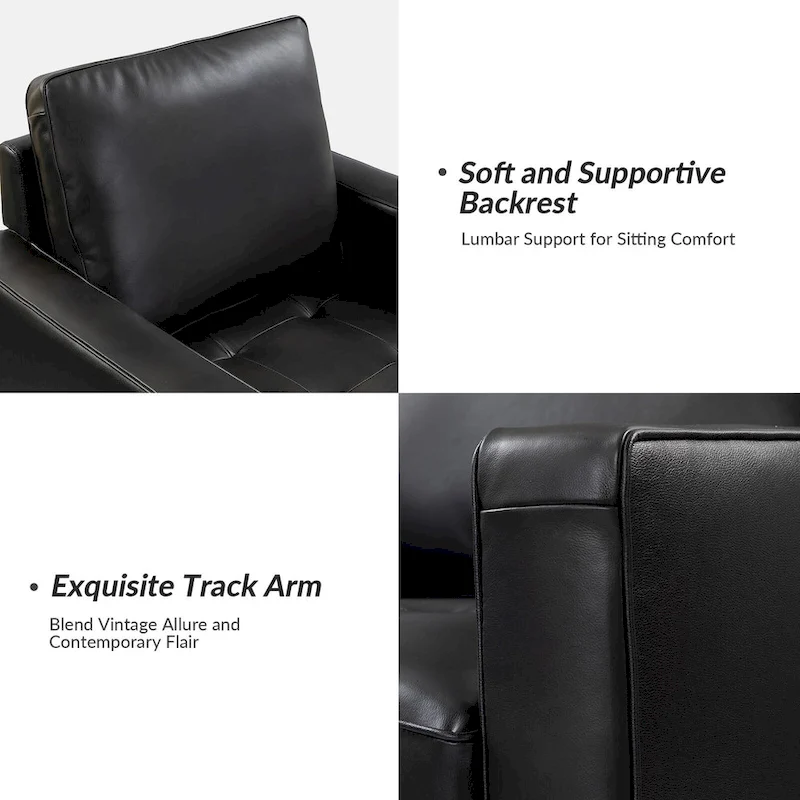 Elizabeth Mid-century Genuine Leather Arm Chair Set of 2 by HULALA HOME