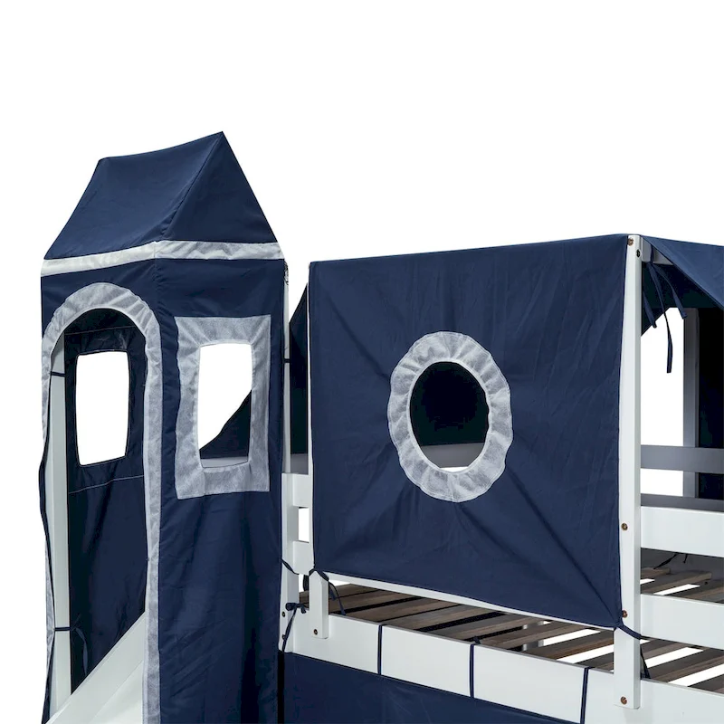 Merax Full/Twin Loft Bed with Tent and Tower