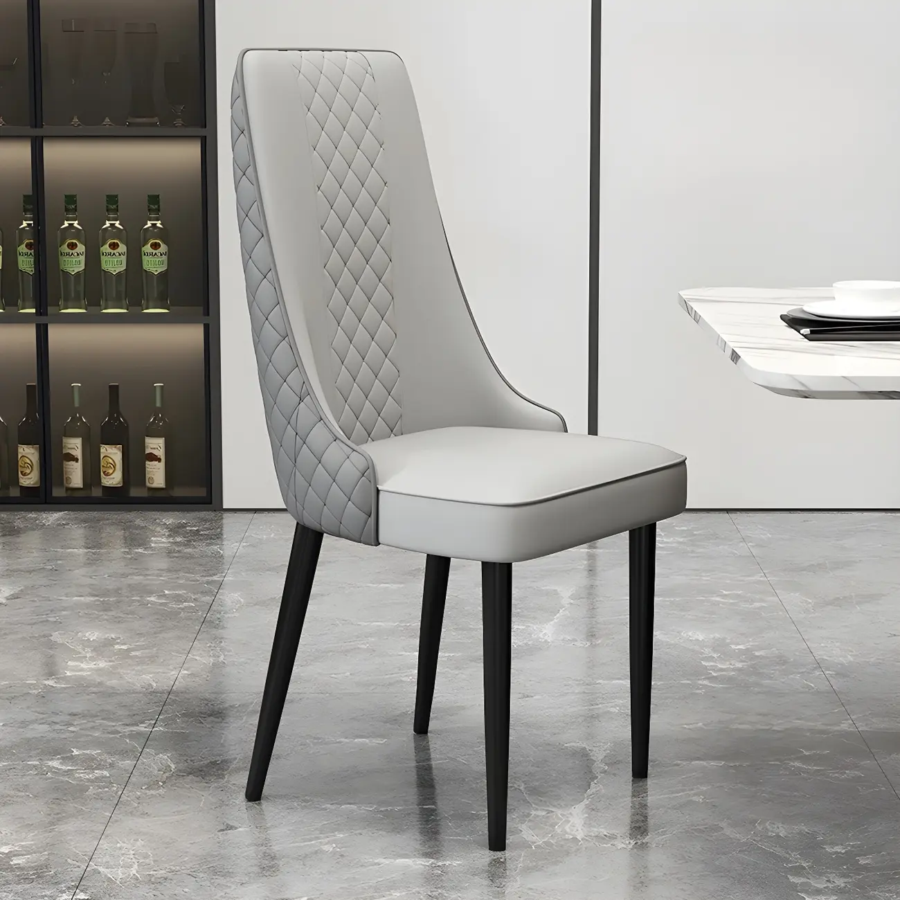 Modern Leather Full Back Upholstered Dining Chair