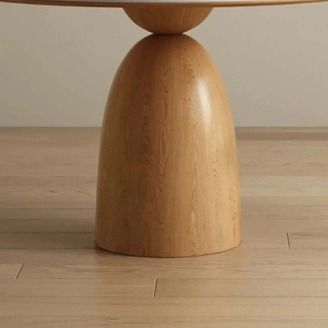 Modern White Stone Natural Wood Round Dining Table