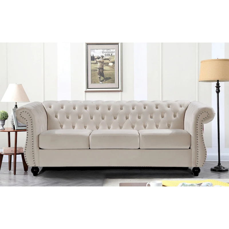 Kemos Velvet Chesterfield 2-piece Living Room Set