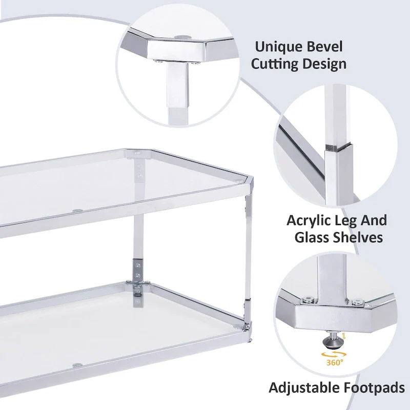 Chrome Coffee Tables Glass Coffee Table with Shelf